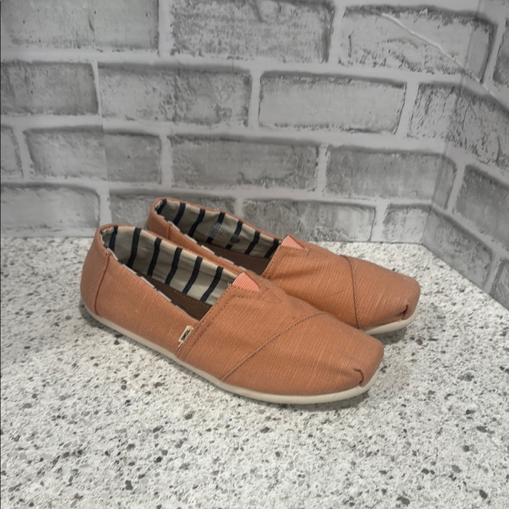 Toms Peachy Pink Canvas Slip-Ons